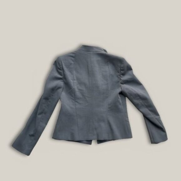 Ann Taylor Blazer Cross Asymmetrical Zip Front Stretch Wool Gray Women's US 10 - Picture 4 of 4